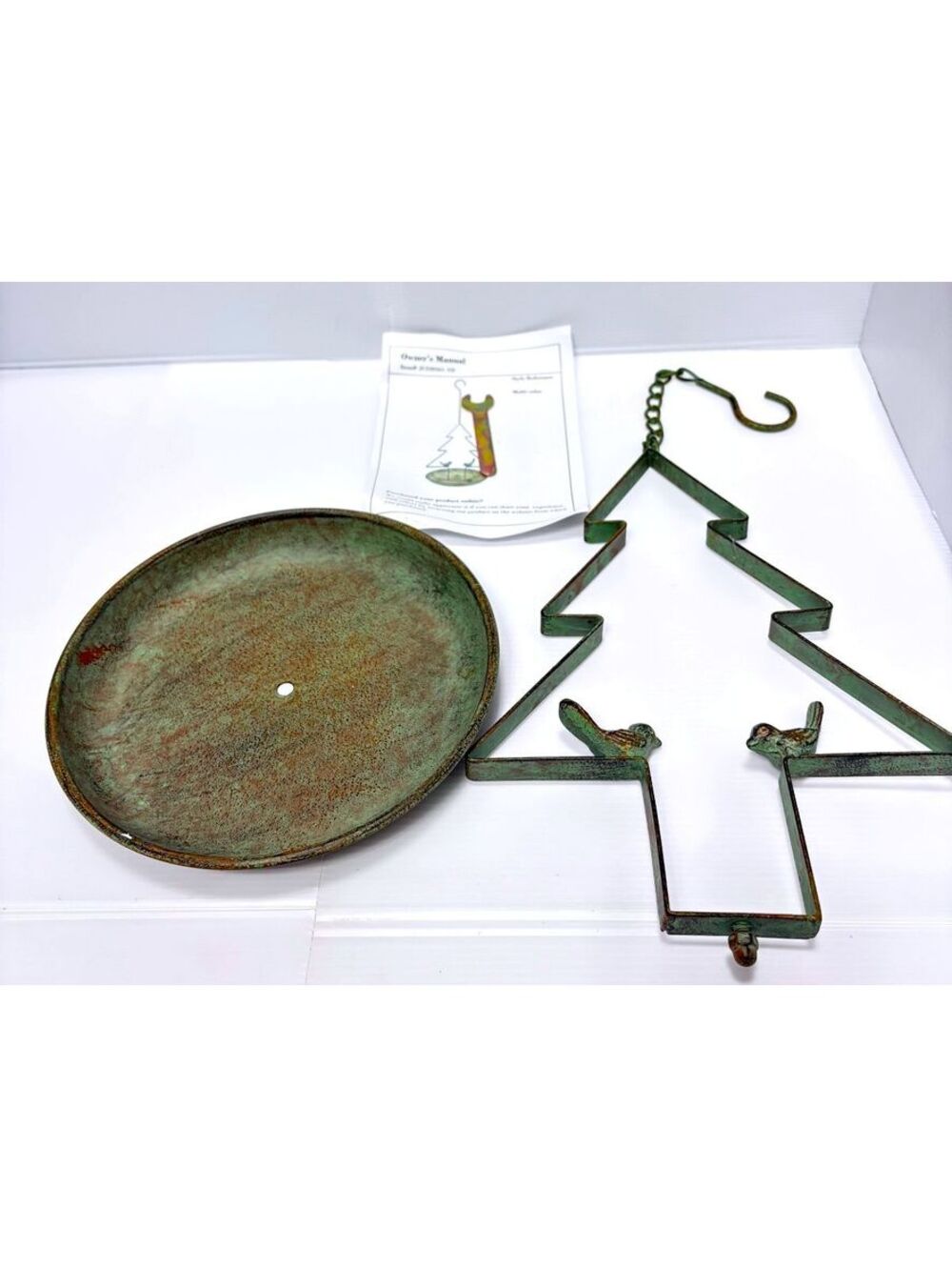 Metal Christmas Tree Bird Feeder with Decorative Birds and Hanging Hook